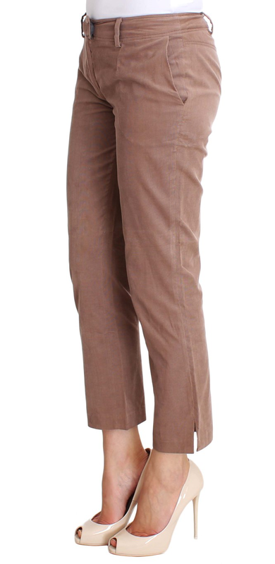 Brown cropped corduroys pants-null