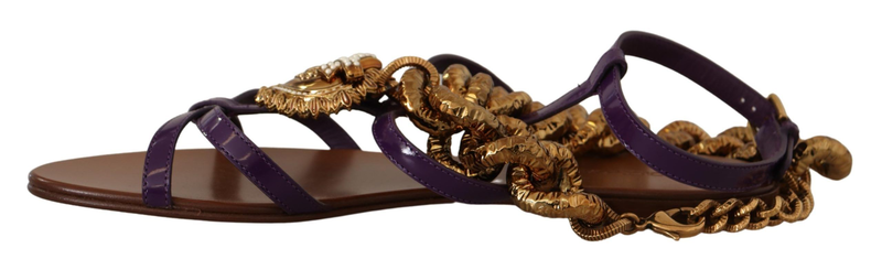 Purple leather devotion flats sandals shoes-null
