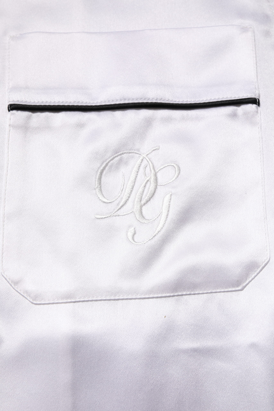 White satin silk men pajama set sleepwear-null