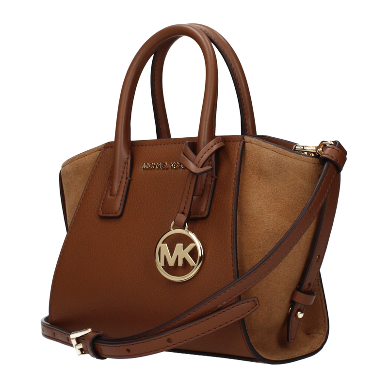 Brown leather handbag-null
