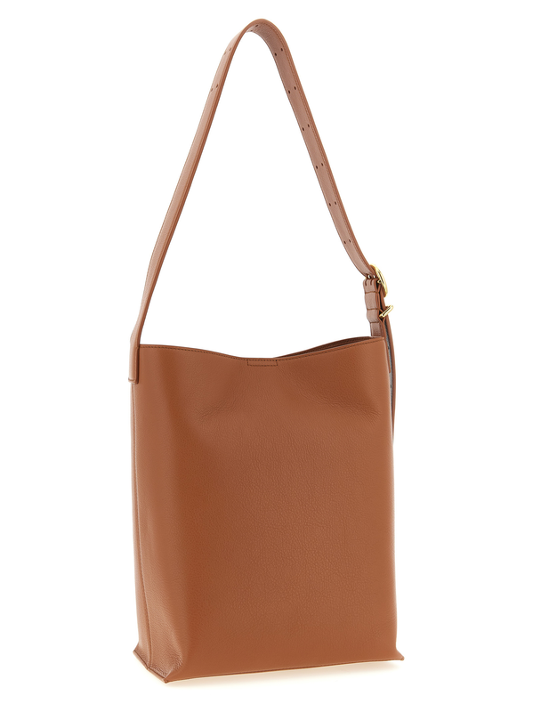 Brown calfskin shoulder bag-null