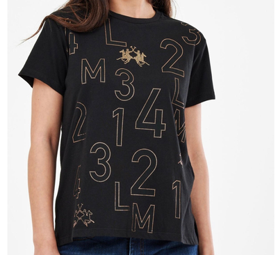 La martina woman t-shirt cotton twr300, Black, medium
