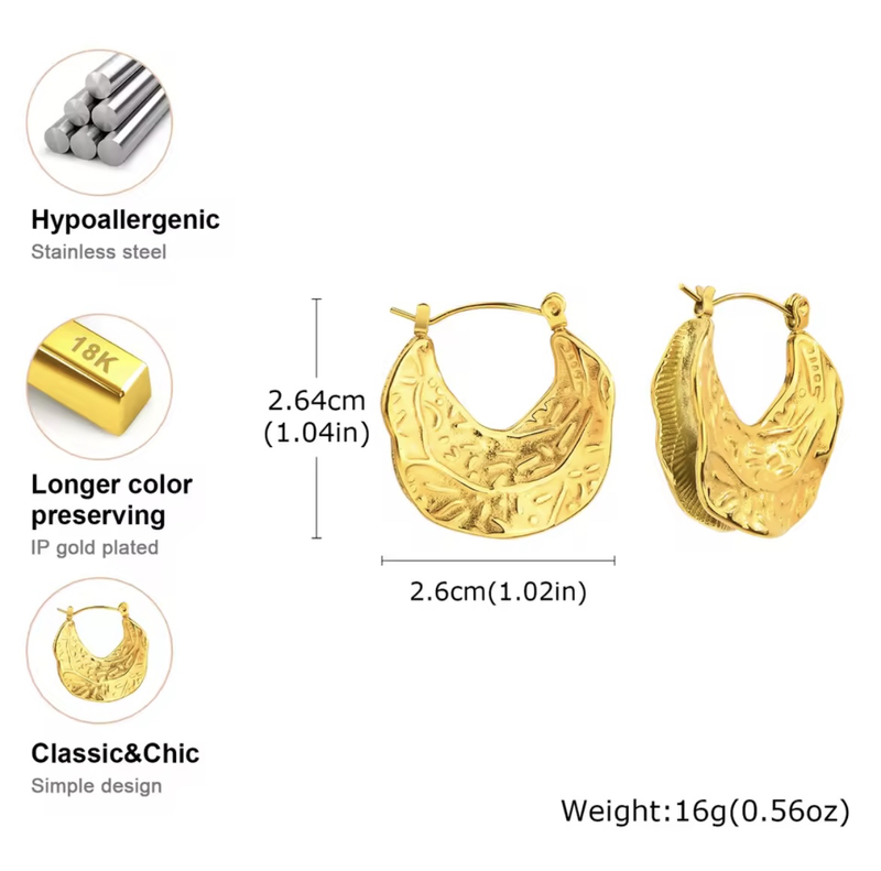 Stainless steel 18k gold color earring geometric unusual - statement stereoscopic stylish jewelry-null