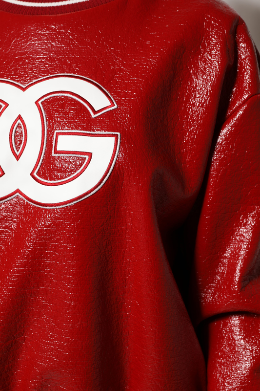 Red wool dglogo embroidery pullover sweater-null