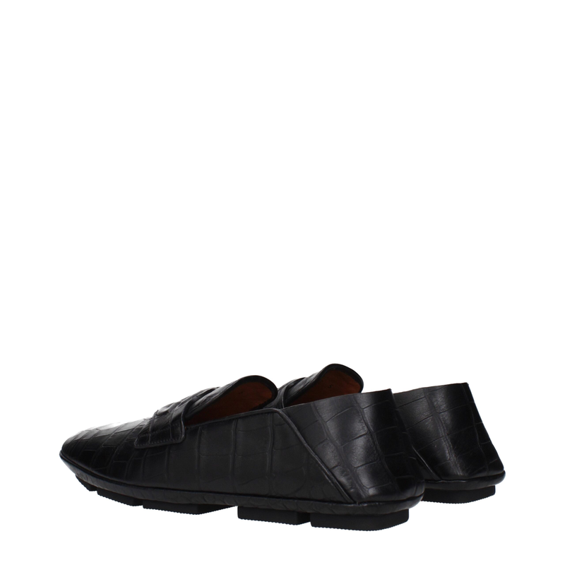 Black leather slip-on loafers-null