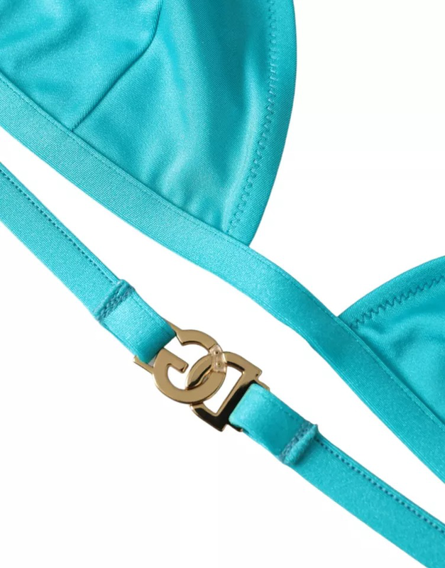 Blue green halter dg logo swimwear beachwear bikini top-null