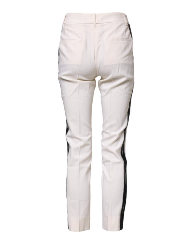 White wool tapered high waist pants-null