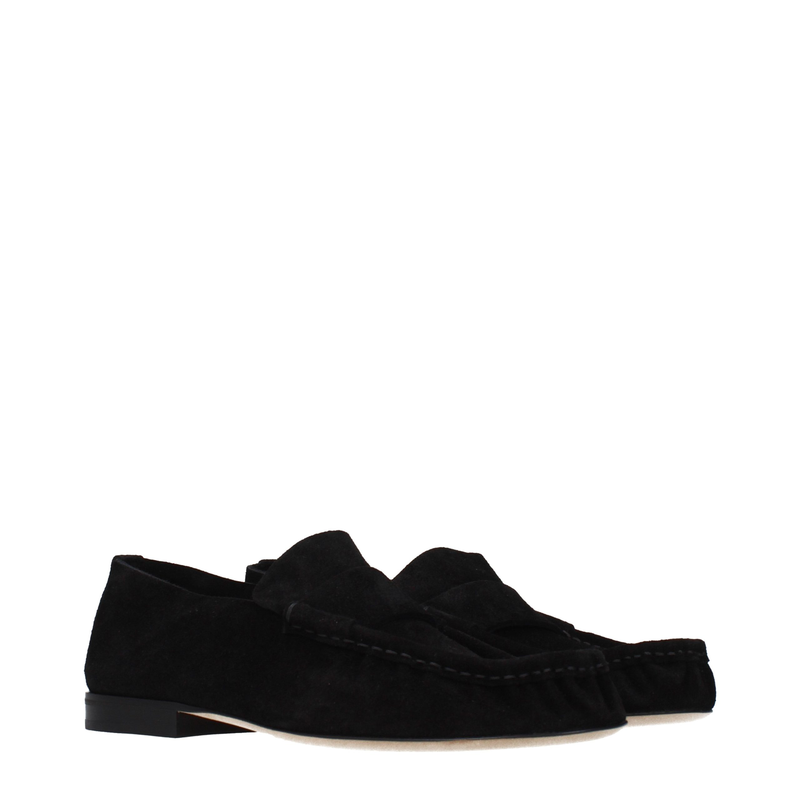 Black leather slip-on loafers-null