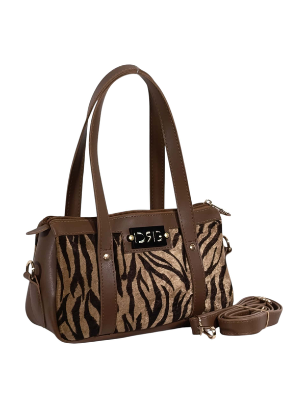 Zebra barrel shoulder bag brown-null
