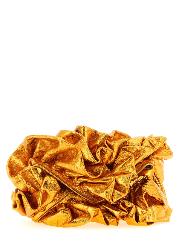 Orange cowhide clutch bag-null
