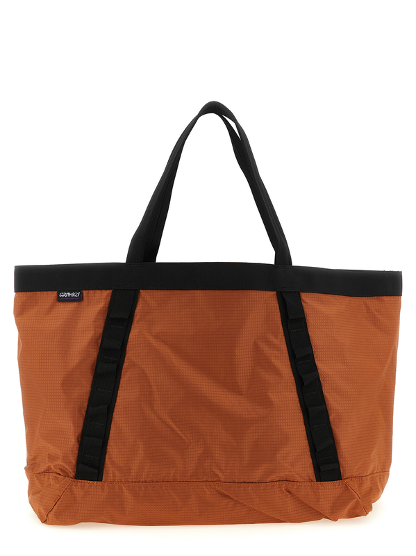 Orange nylon tote bag-null