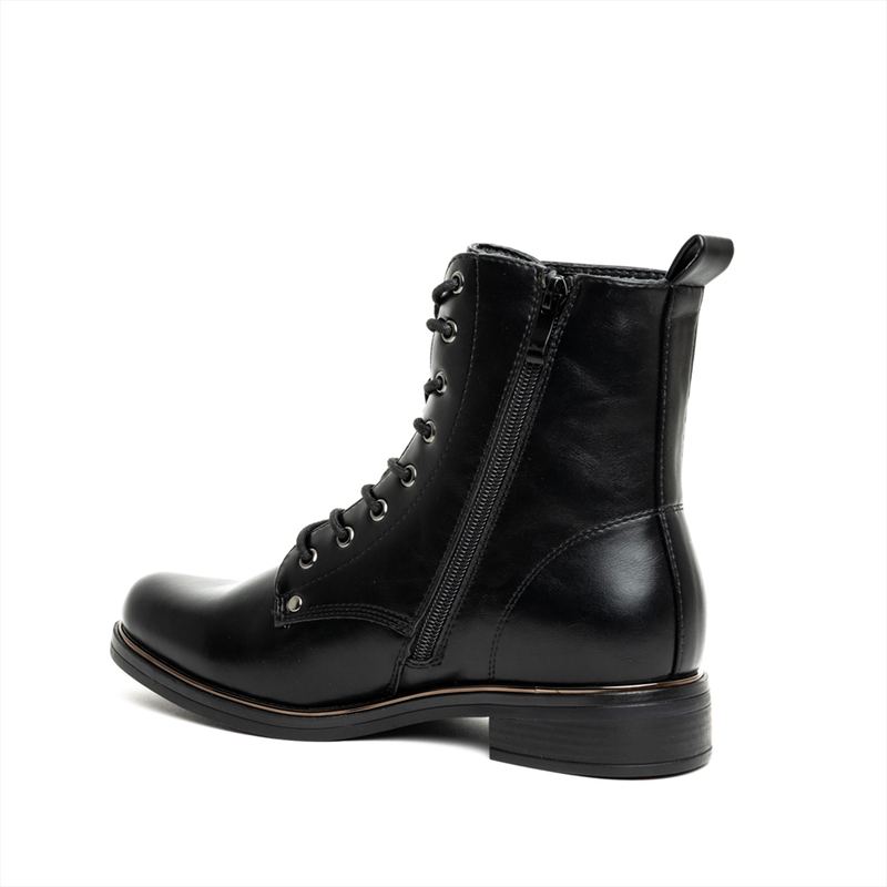 Miss belgini pu flat combat lace up timeless ankle boots-null