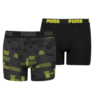 Boys logo print boxer 2p, Black / Yellow, medium