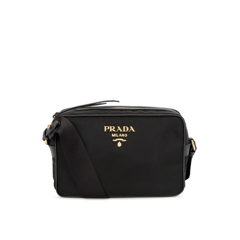 Black nylon shoulder bag-null