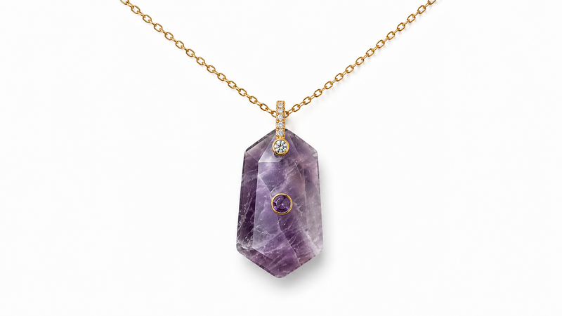 Amazonite geometric pendant necklace-null