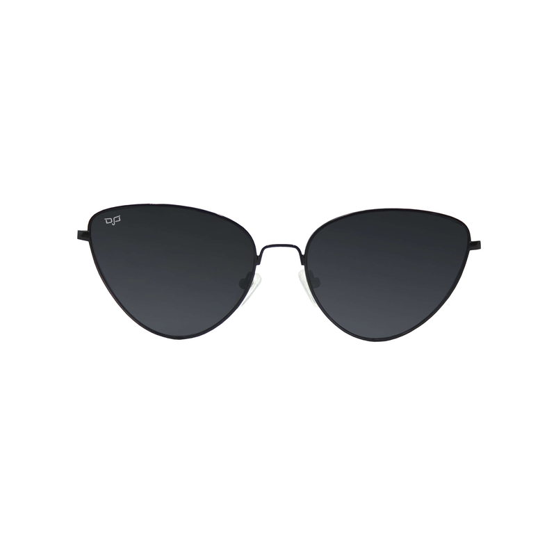 Product image: OJO trend sunglasses cat eye shiny black frame and temples with black matt tips and black lenses-null