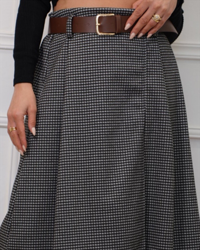 Midi skirt woolen checked 6512n-null