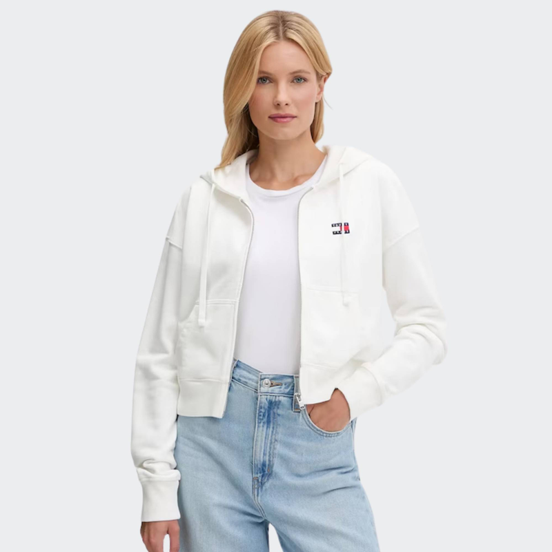 Womens boxy cropred zip thru hoodie-null