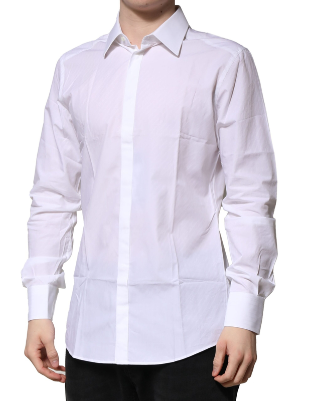 White gold long sleeves men dress formal shirt-null