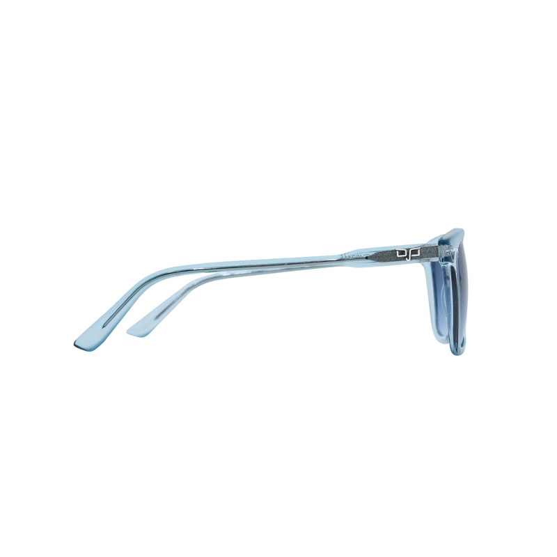 OJO sunglasses square clear blue frame and temples with blue lenses rx-null