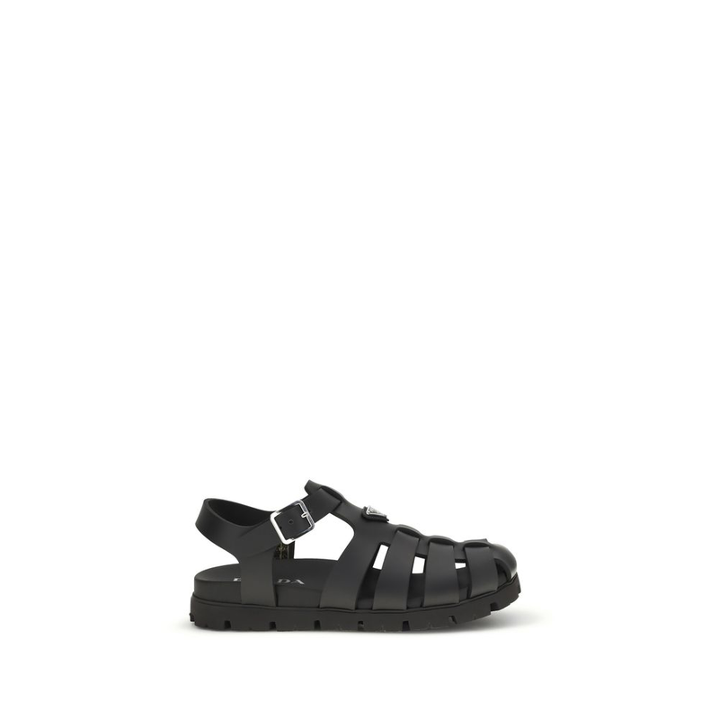 Black calf leather bos taurus flat sandals-null