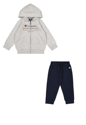 Champion infant boys hooded full zip suit, Grey, medium