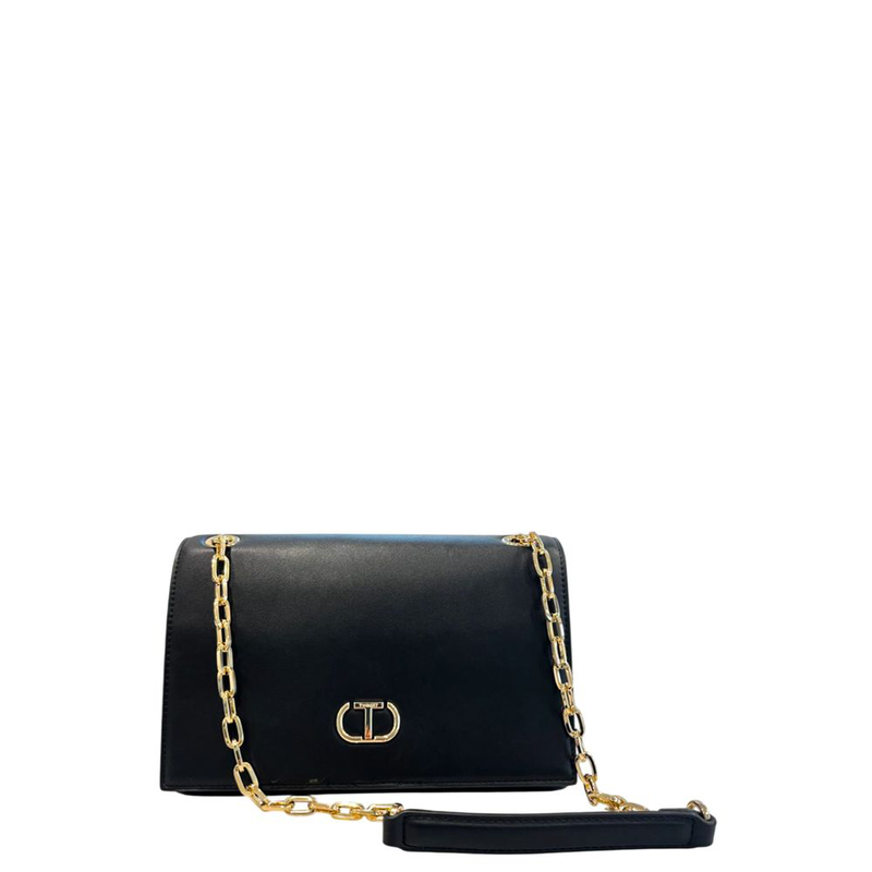 Black pu women crossbody bag-null