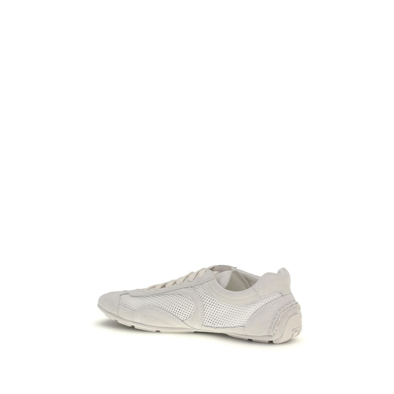 White fabric low top sneakers-null