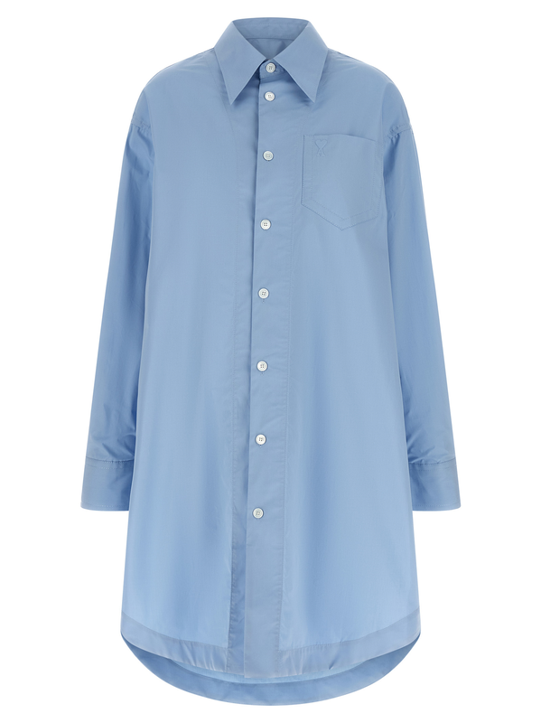 Blue cotton midi dress-null