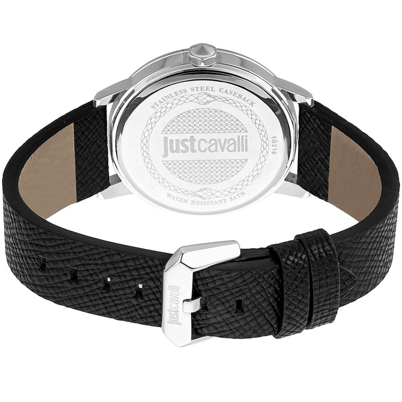 Black leather dress watch-null