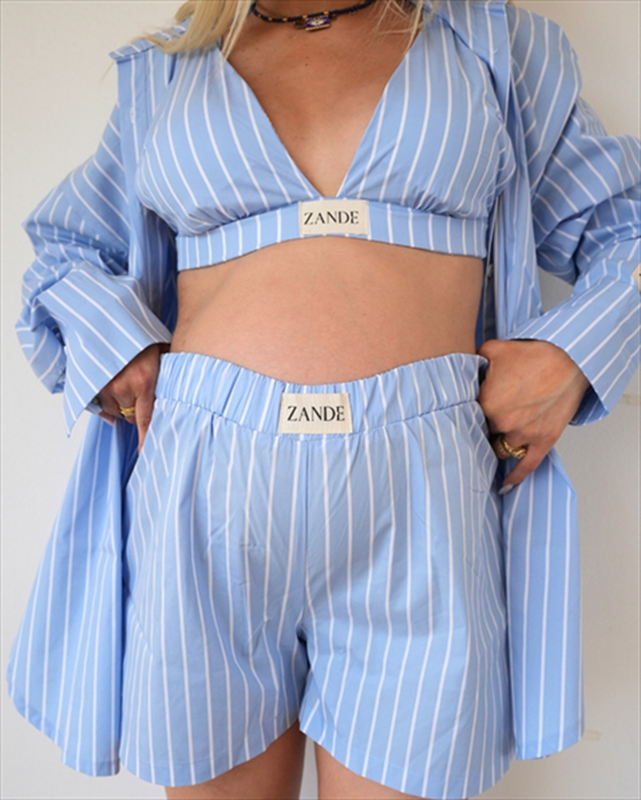 Product image: Zande daisy poplin stripped shorts an26-2-null