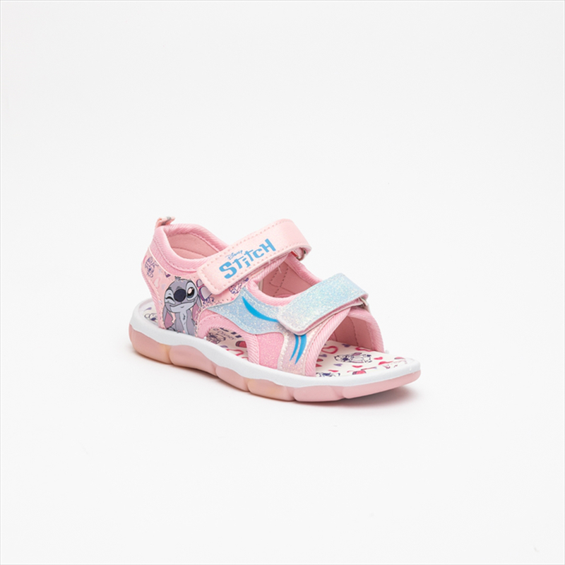 Stitch playful double velcro strap sandals with lights on sole-null