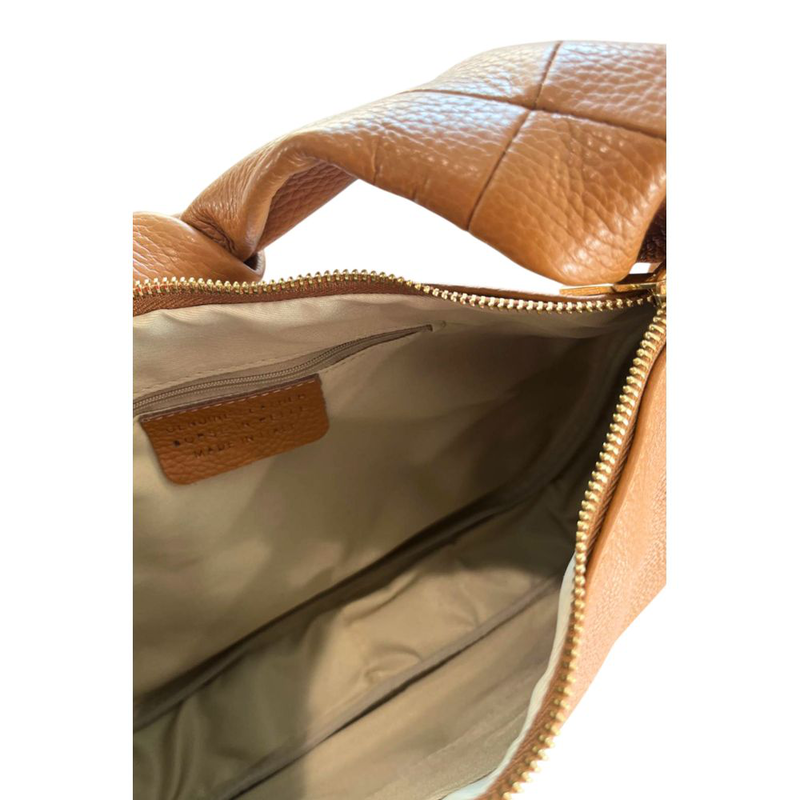 Brown leather women shoulder bag-null