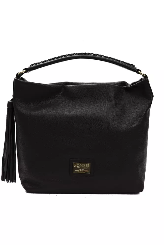 Black leather women shoulder bag-null