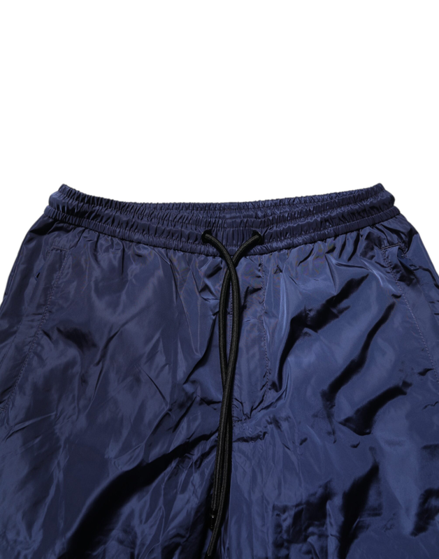 Blue nylon straight jogger sweatpants pants-null