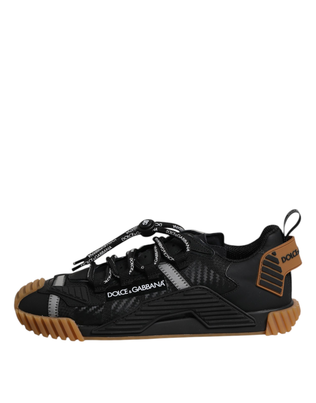 Black logo lace up low top ns1 sneakers shoes-null