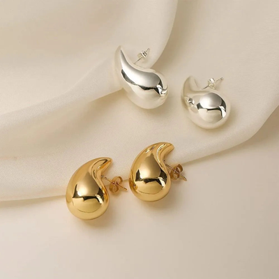 Drop trend earrings, Gold Plated 18k, medium