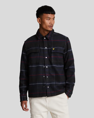 Lyle & scott brushed tartan overshirt z865 jet black, Z865 Jet Black, medium