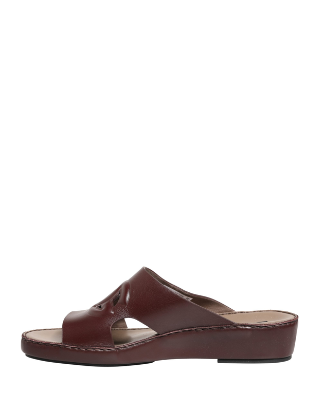 Maroon leather cutout dg logo sandals shoes-null