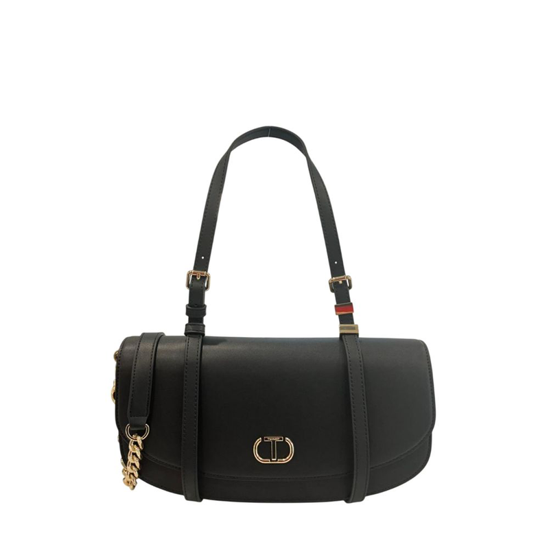 Black pu women shoulder bag-null