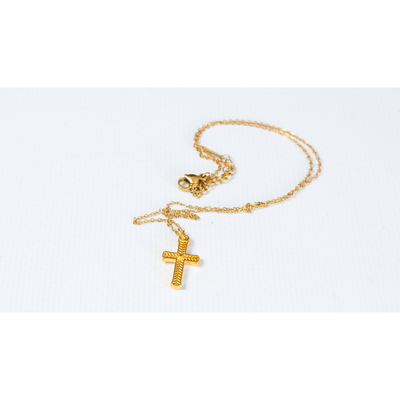 Simple Gold-plated Cross Necklace, gold, medium