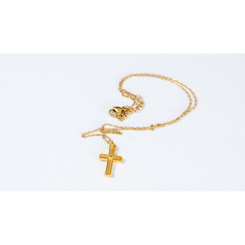 Simple Gold-plated Cross Necklace-null