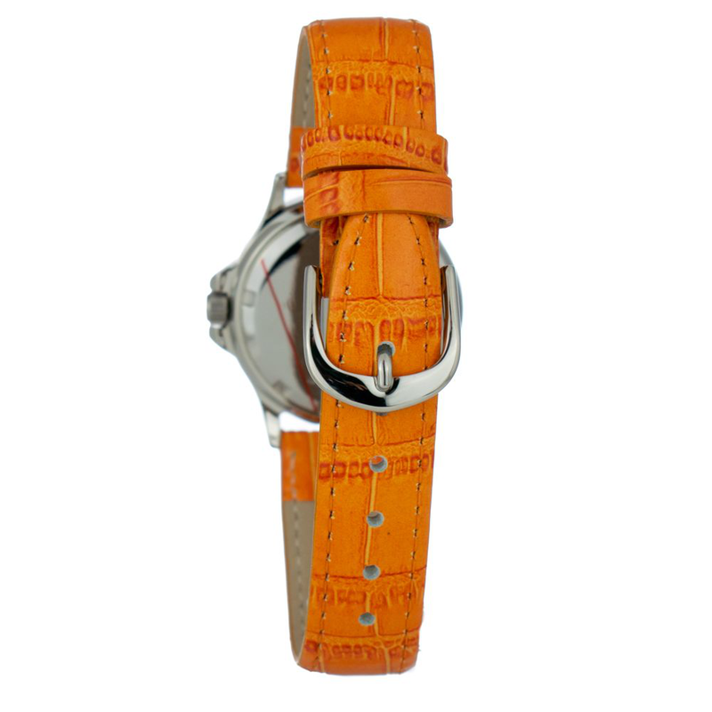 Orange leather dress watch-null