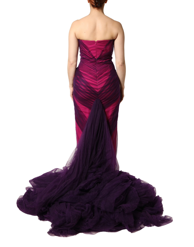 Pink black strapless sheath mermaid  dress-null