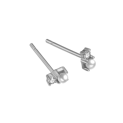 Pearl zircon stud earrings