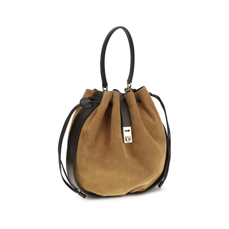 Brown calf leather bos taurus backet bag-null