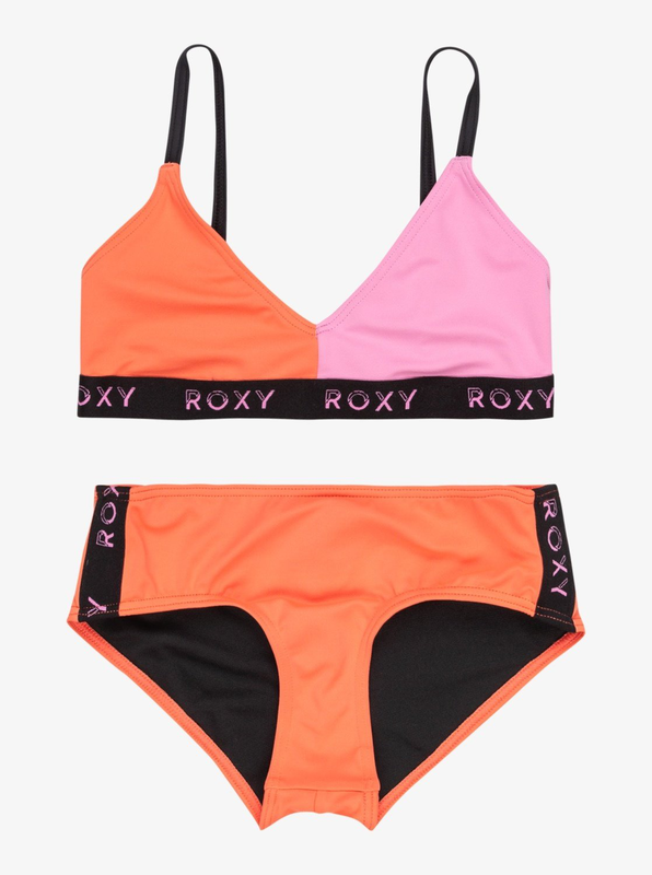 Roxy girl's swimwear colorblock tri set-null