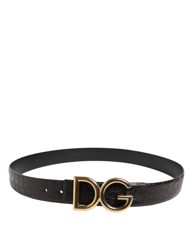 Black exotic leather dg logo buckle belt-null