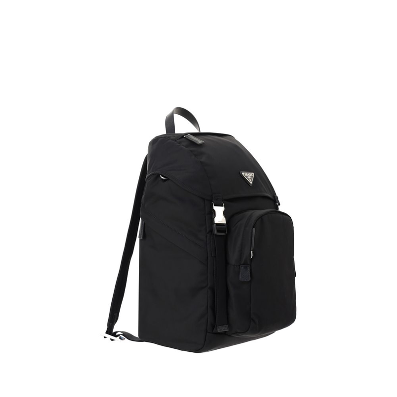 Black nylon backpack-null
