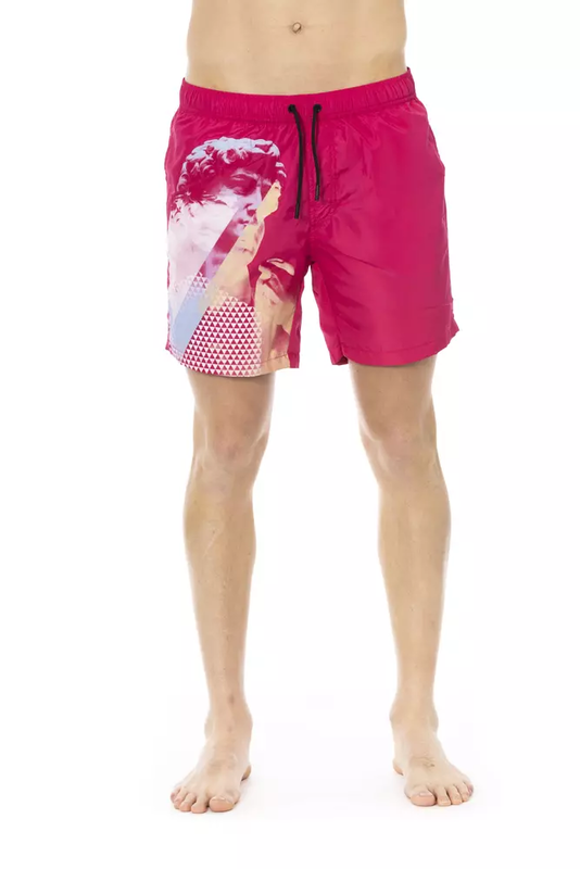 Fuchsia polyester men swim short-null